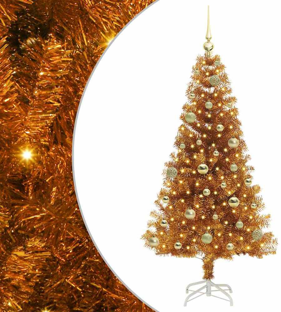 Kalėdų eglutė su 150 LED s stovu Auksinė 150 cm PET