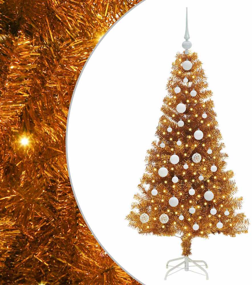 Kalėdų eglutė su 150 LED s stovu Auksinė 120 cm PET
