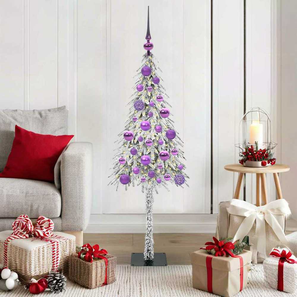 Kalėdų eglutė su 150 LED s stovu Balta 120 cm PE ir Plienas