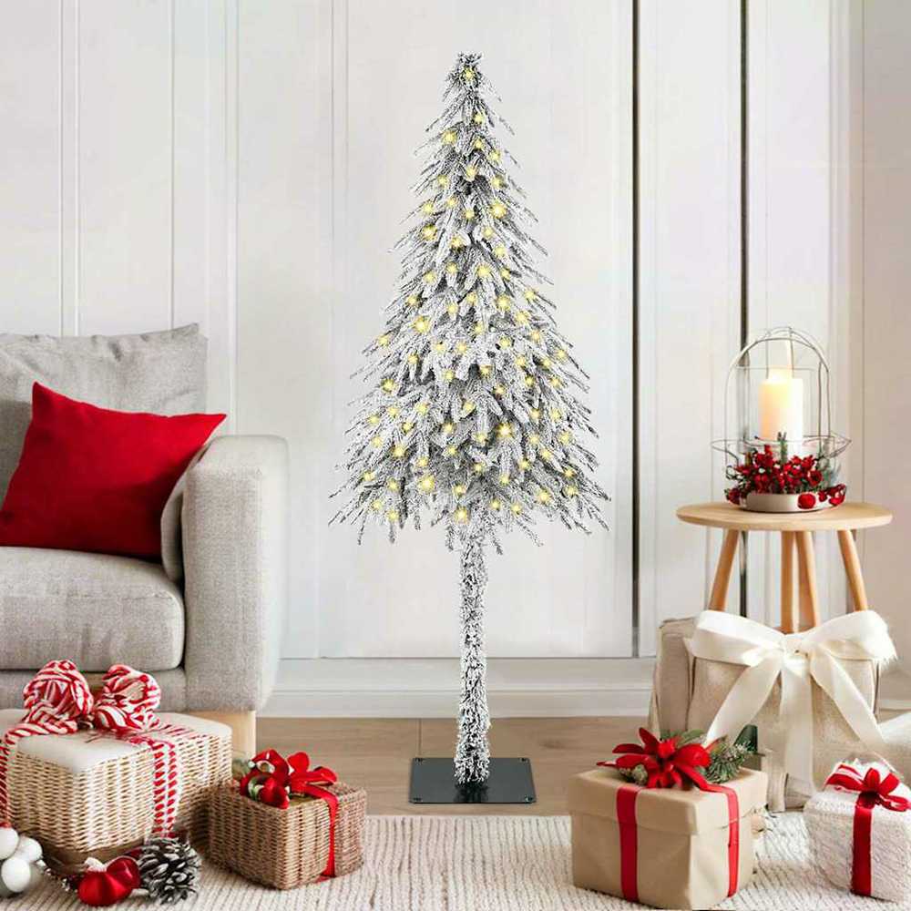 Kalėdų eglutė su 150 LED s stovu Balta 120 cm PE ir Plienas