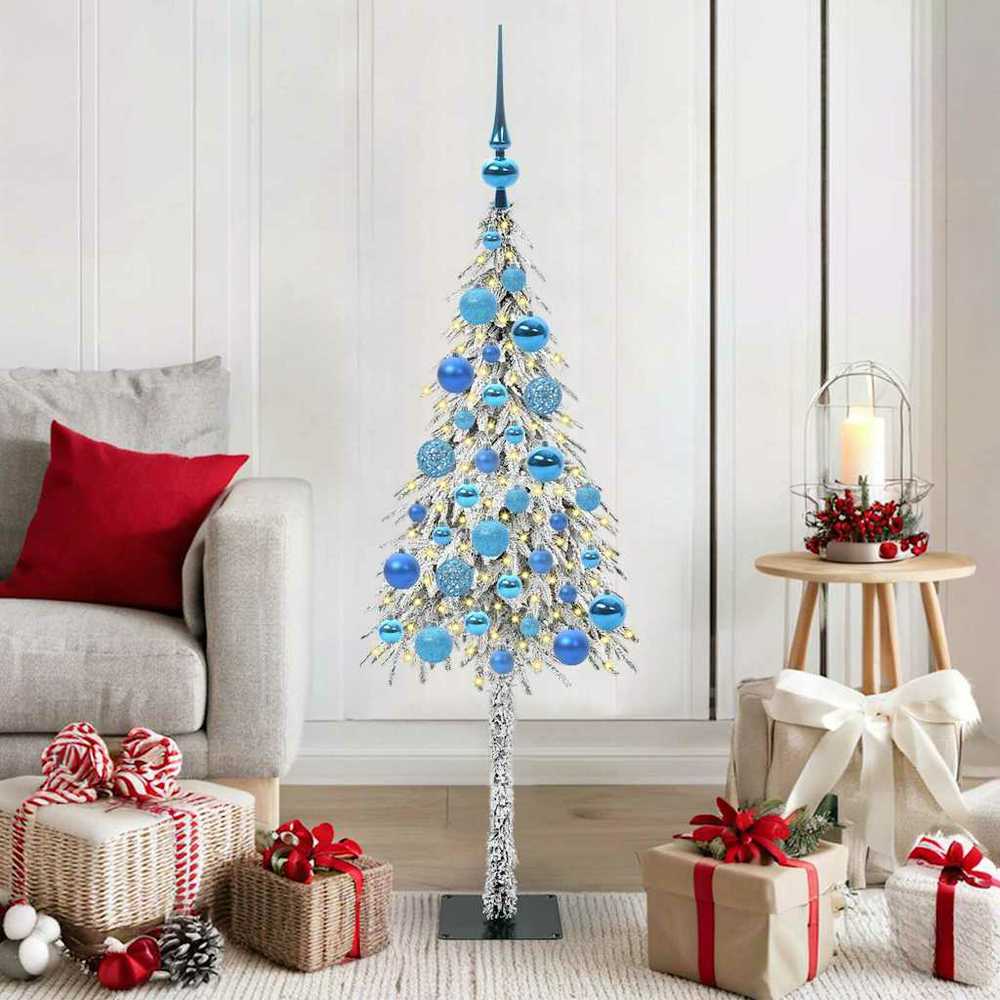 Kalėdų eglutė su 150 LED s stovu Balta 120 cm PE ir Plienas