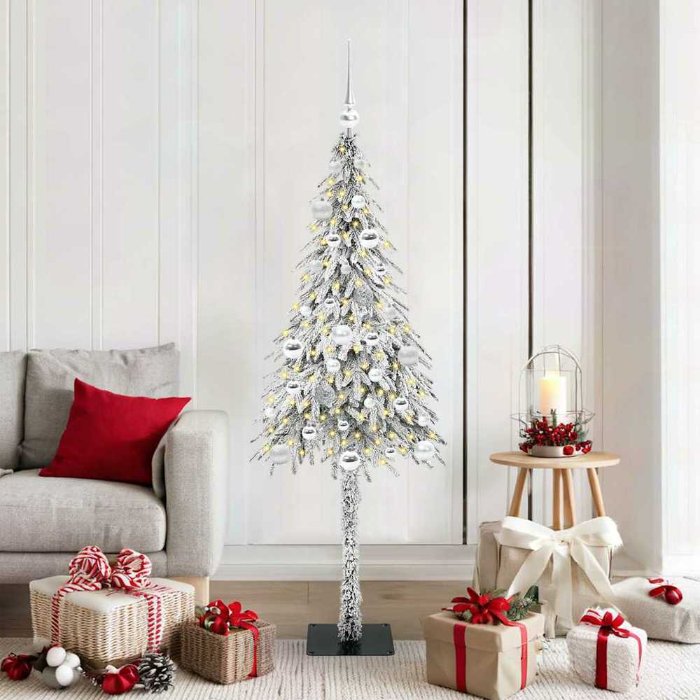 Kalėdų eglutė su 150 LED s stovu Balta 150 cm PE ir Plienas