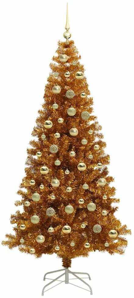 Kalėdų eglutė su 300 LED s stovu Auksinė 210 cm PET