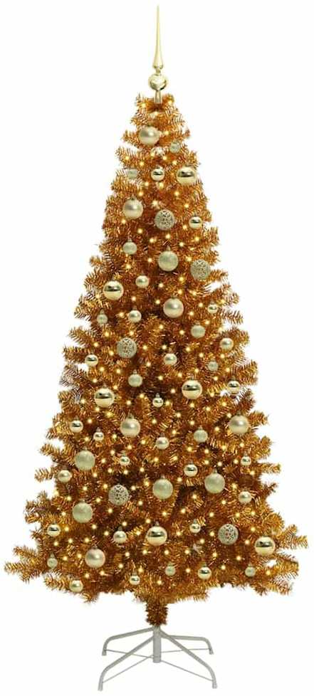 Kalėdų eglutė su 300 LED s stovu Auksinė 210 cm PET