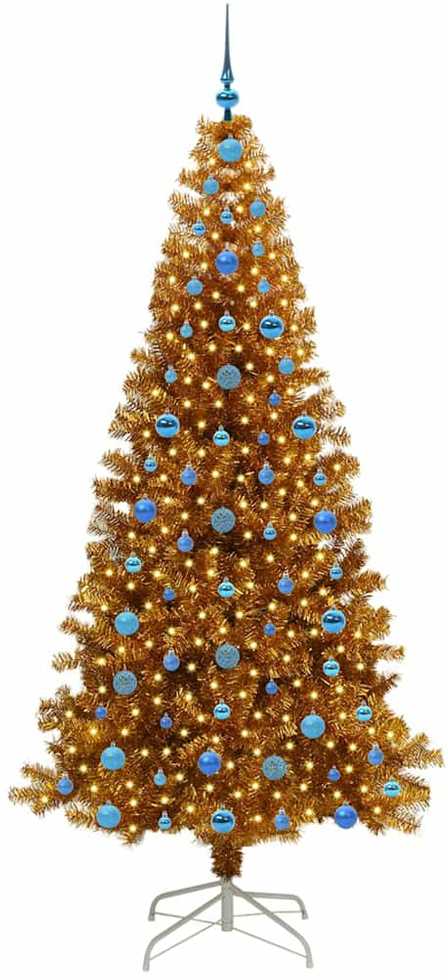 Kalėdų eglutė su 300 LED s stovu Auksinė 210 cm PET