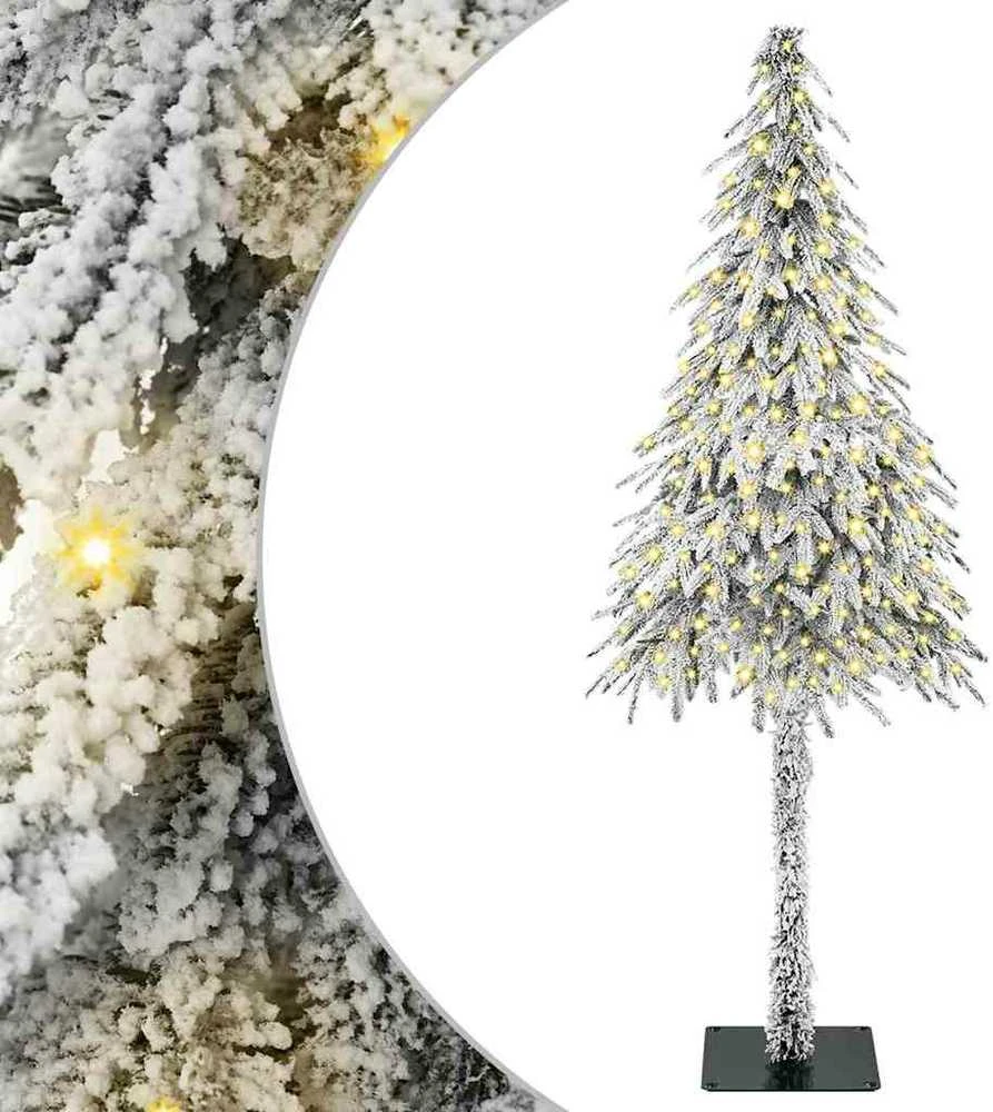 Kalėdų eglutė su 300 LED s stovu Balta 210 cm PE ir Plienas