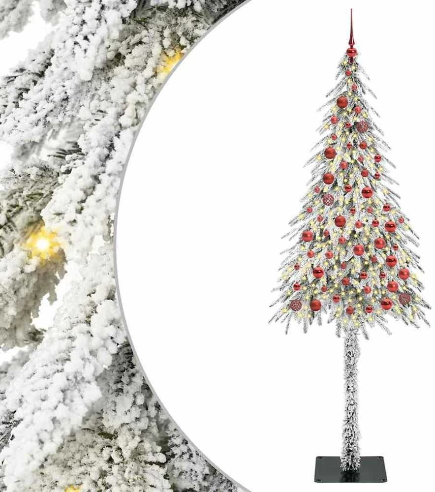 Kalėdų eglutė su 300 LED s stovu Balta 210 cm PE ir Plienas