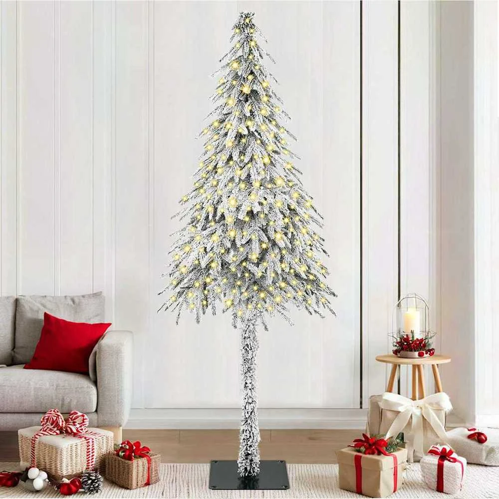 Kalėdų eglutė su 300 LED s stovu Balta 210 cm PE ir Plienas