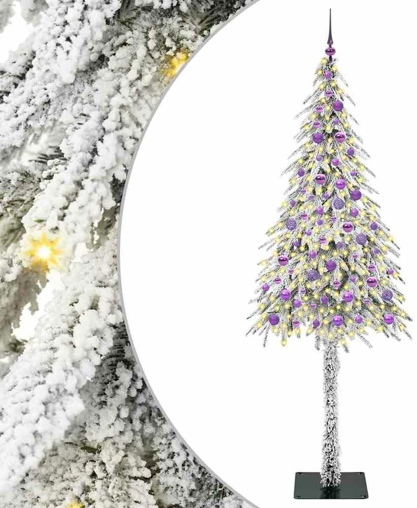 Kalėdų eglutė su 300 LED s stovu Balta 210 cm PE ir Plienas