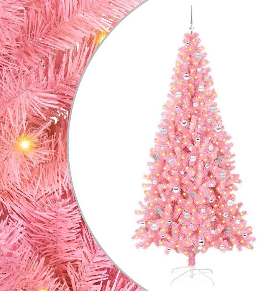 Kalėdų eglutė su LED lemputėmis Rožinė 240 cm PVC ir Plienas