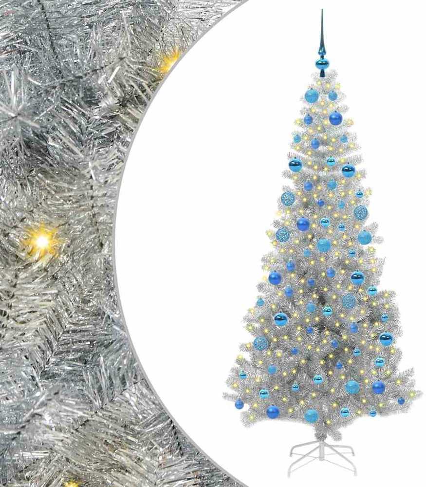 Kalėdų eglutė su 300 LED s stovu Sidabro 180 cm PET