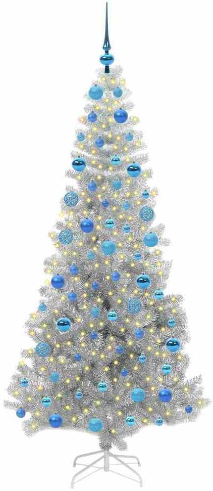 Kalėdų eglutė su 300 LED s stovu Sidabro 180 cm PET