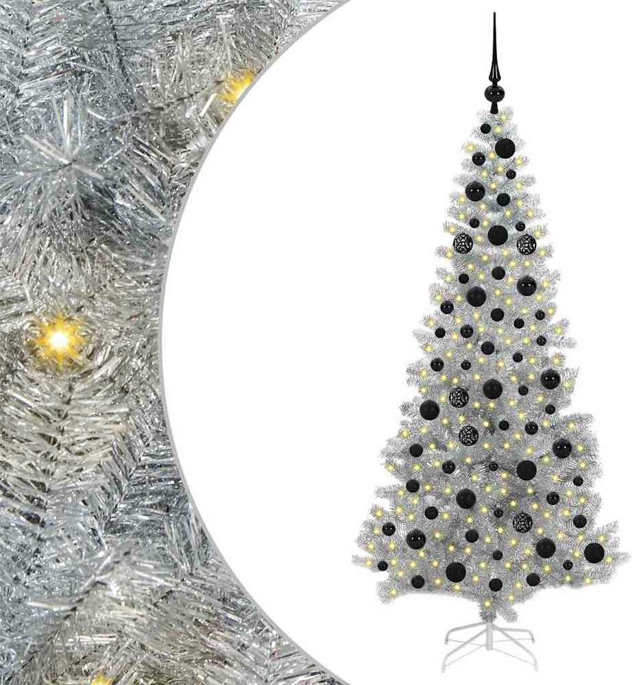 Kalėdų eglutė su 300 LED s stovu Sidabro 180 cm PET