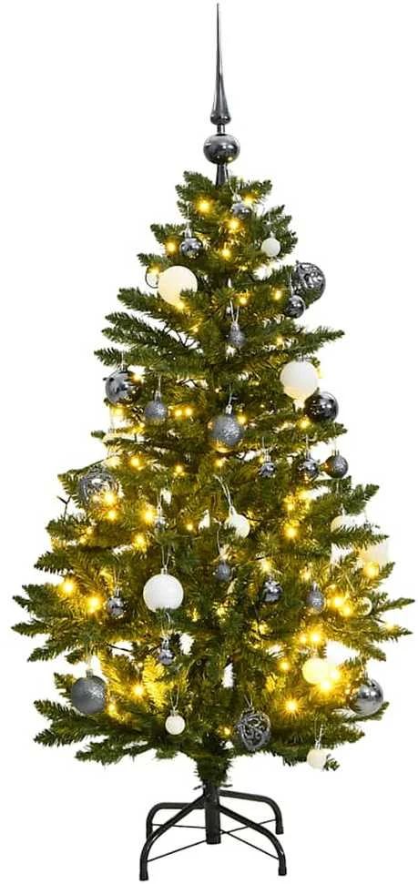 Kalėdų eglutė su šarnyrinėmis šakomis/LED/žaisliukais, 150cm