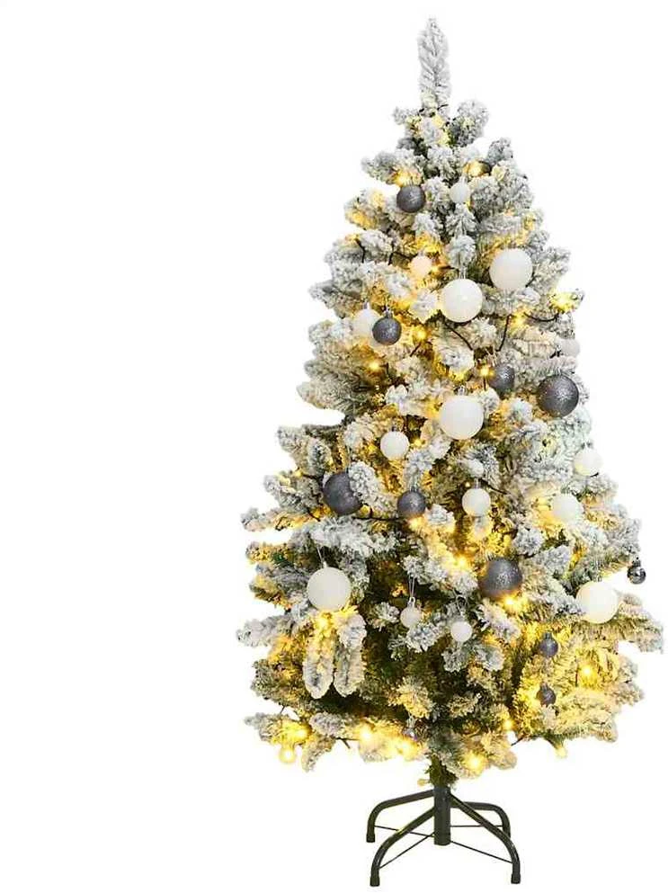 Kalėdų eglutė su šarnyrinėmis šakomis/LED/žaisliukais, 120cm