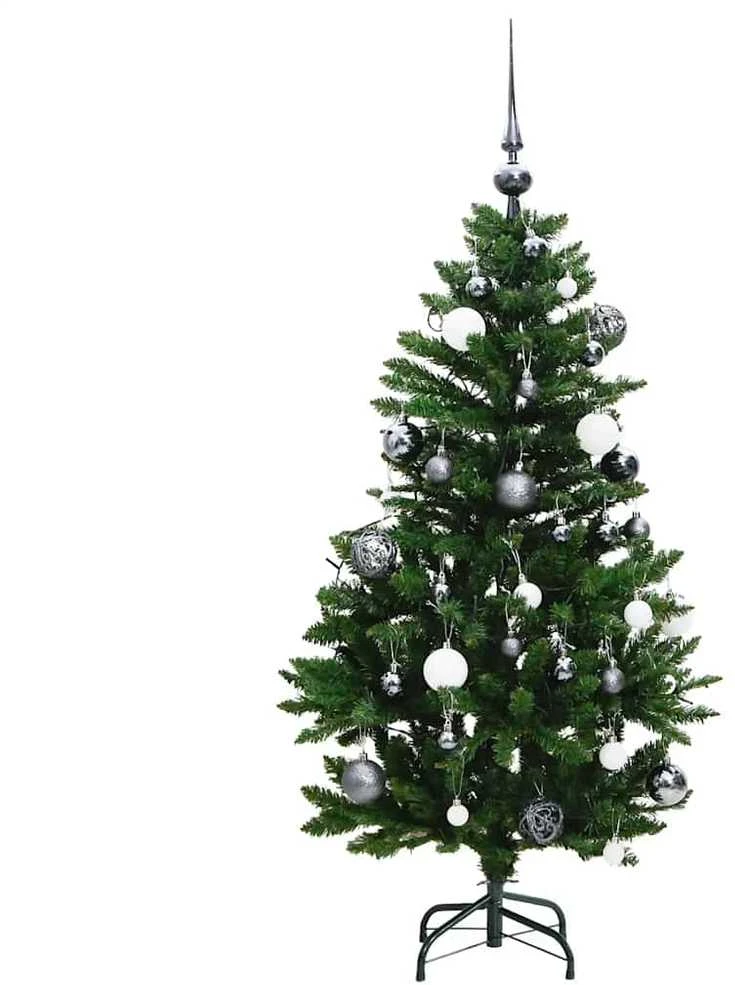 Kalėdų eglutė su šarnyrinėmis šakomis/LED/žaisliukais, 150cm