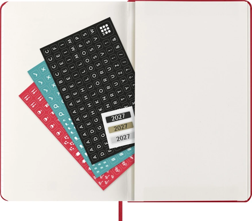 Kalender-märkmik Moleskine 2027 13x21cm, päev, kõvad kaaned, punane