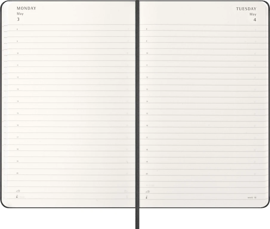 Kalendermärkmik Moleskine 2027 13x21cm, päev, kõvad kaaned, must