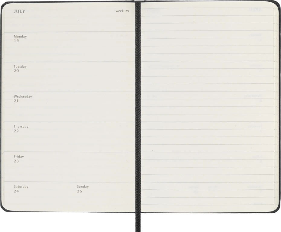 Kalendermärkmik Moleskine 2027 9x14cm, nädal, kõvad kaaned, must