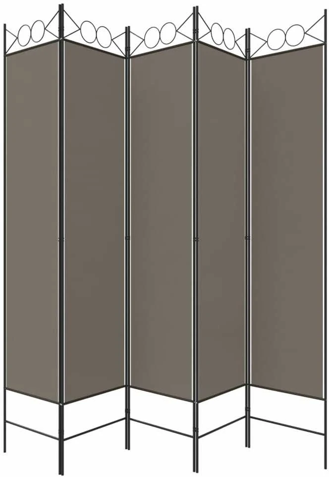Kambario pertvara, 5 dalių, antracito, 200x200cm, audinys