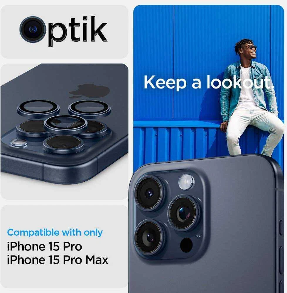 Spigen Optik.tR EZ Fit kameros apsauga skirta Apple iPhone 14 Pro / Pro Max / 15 Pro / Pro Max – Titanium Mėlyna 2 pcs.