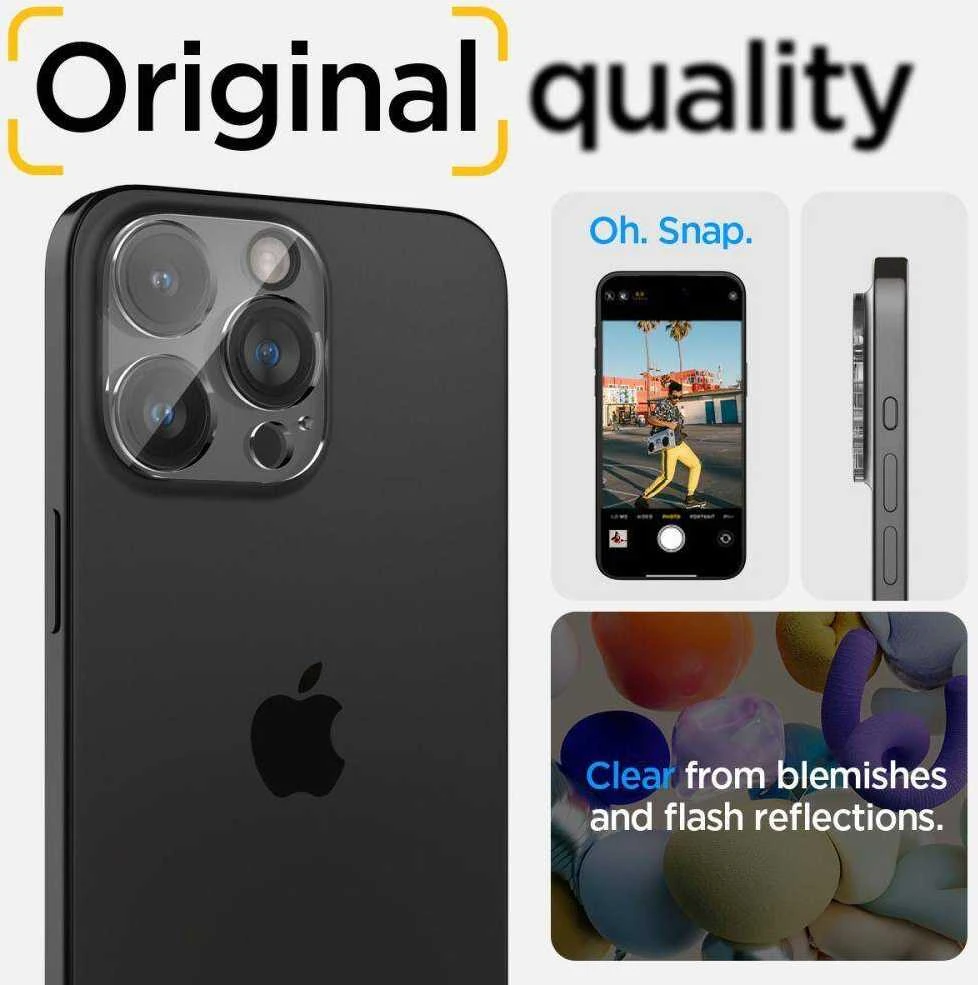 Kameros apsauga Apple iPhone 14 Pro / 14 Pro Max / 15 Pro / 15 Pro Max Spigen Optik. TR ”EZ FIT” Camera Protector 2-pack Clear