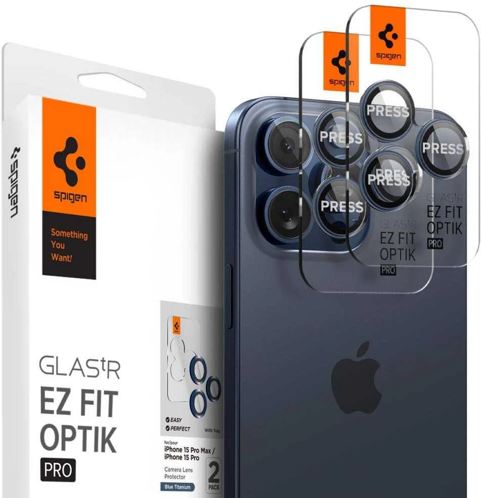 Spigen Optik.tR EZ Fit kameros apsauga skirta Apple iPhone 14 Pro / Pro Max / 15 Pro / Pro Max – Titanium Mėlyna 2 pcs.