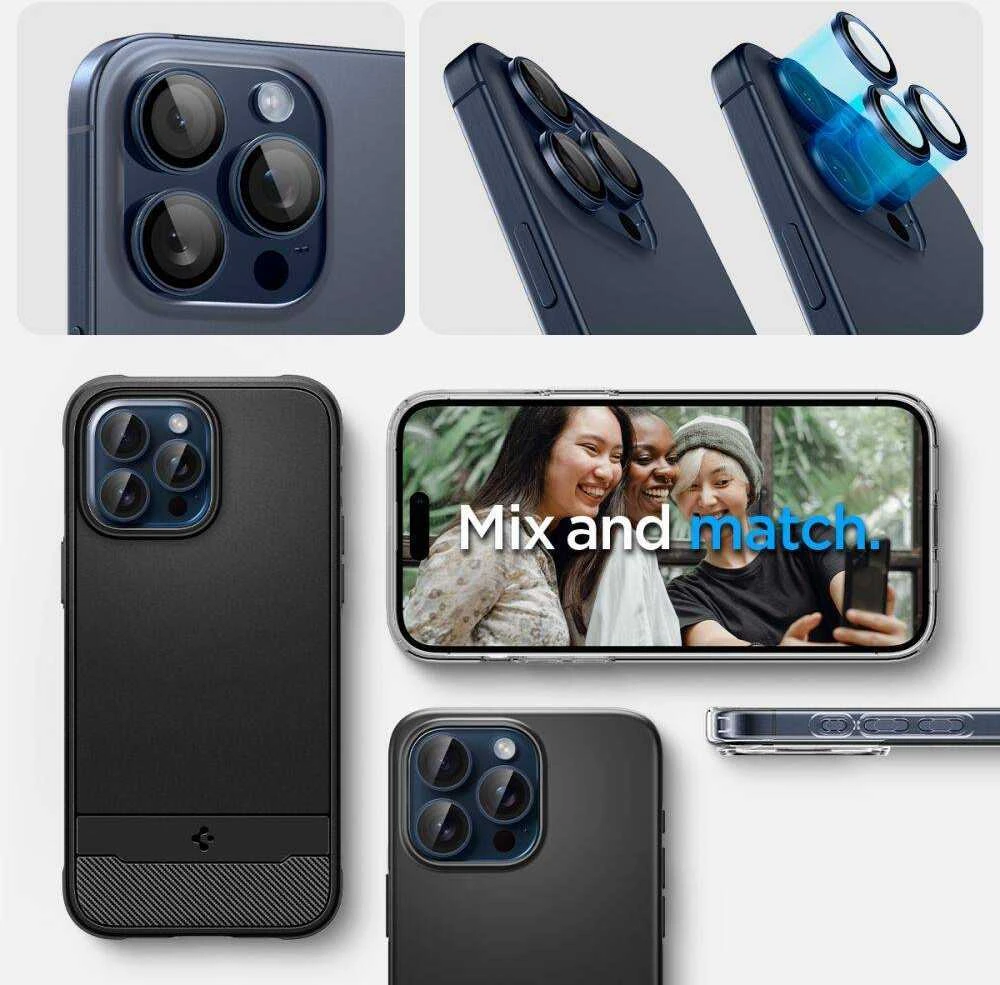 Spigen Optik.tR EZ Fit kameros apsauga skirta Apple iPhone 14 Pro / Pro Max / 15 Pro / Pro Max – Titanium Mėlyna 2 pcs.