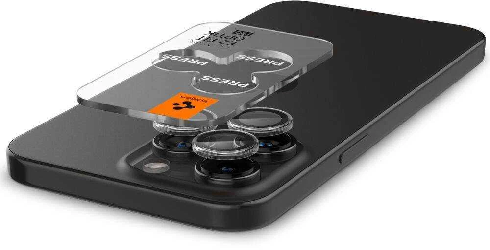 Spigen KAMEROS OPTIK.TR "EZ FIT" KAMEROS KAMEROS APSAUGOS 2 PAKUOTĖS IPHONE 14 PRO / PRO MAX / 15 PRO / PRO MAX CRYSTAL CLEAR
