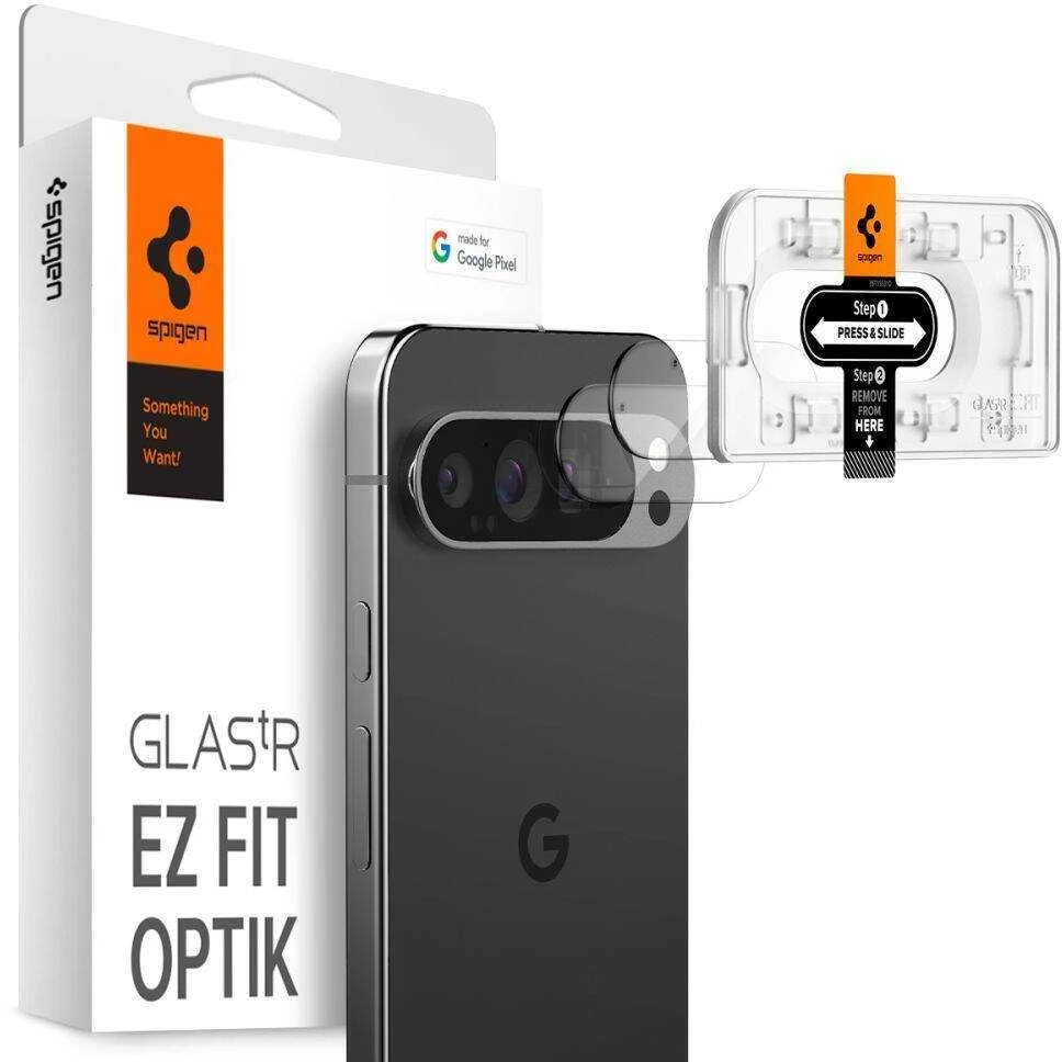 Kameros apsauga Google Pixel 9 Pro Spigen Optik. TR ”EZ FIT” kameros apsauga 2-pack Crystal Clear