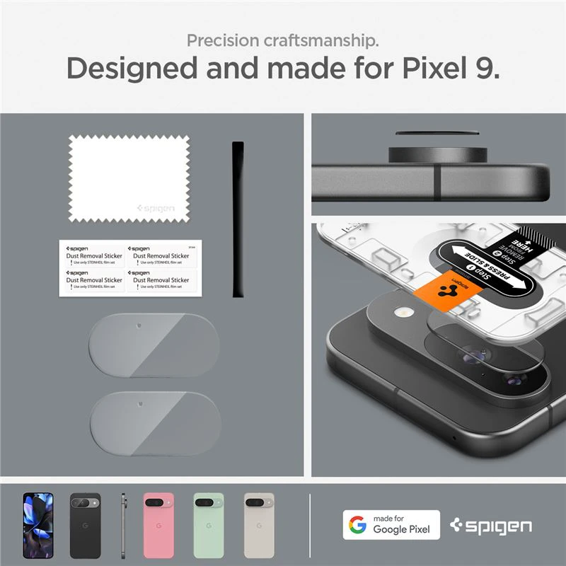 „Spigen Glass tR EZ Fit Optik“ 2 vnt., krištolo skaidrumo – „Google Pixel 9“