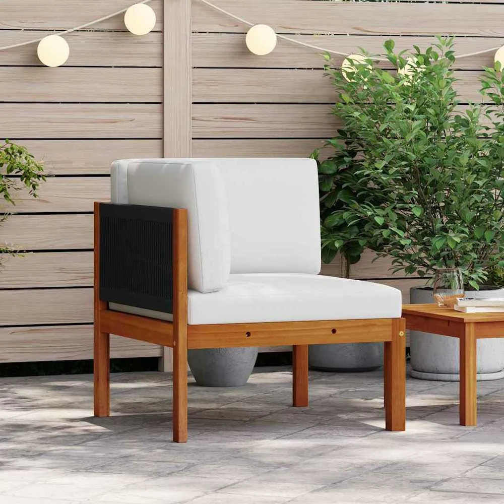 Kampinė sodo sofa su pagalvėlėmis, akacijos medienos masyvas