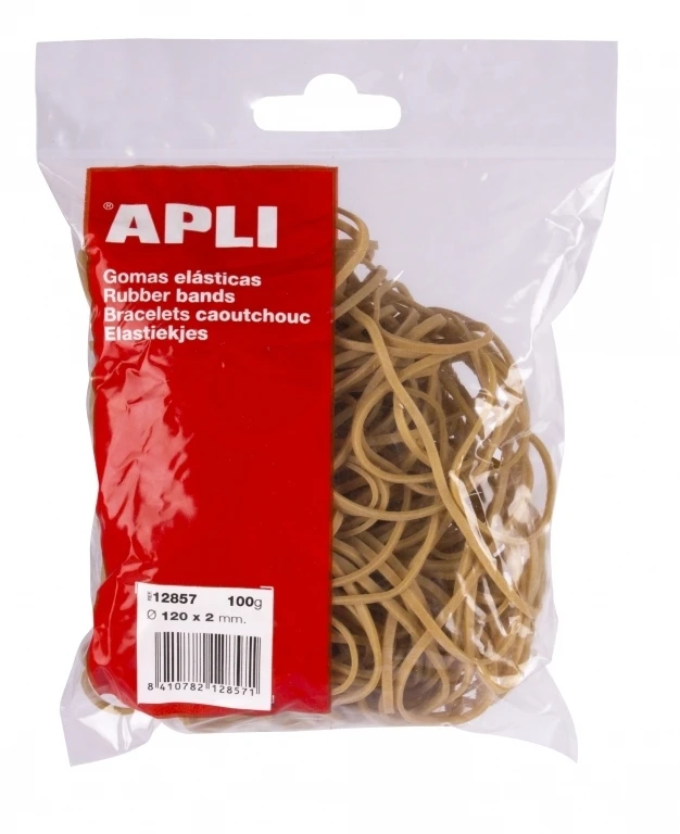Kanceliarinės gumelės Apli, 120x2mm, 100g, natūralios spalvos