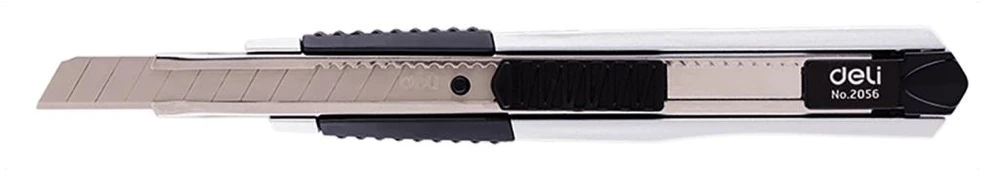 Kanceliarinis peiliukas DELI, 9mm, pagumuota rankena, metalinis