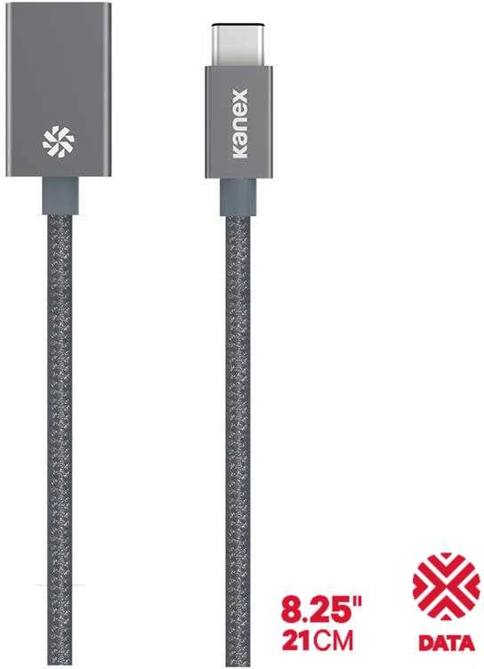Kanex USB-C į USB3.0 adapteris – DuraBraid™ – Kosminė pilka – 8,25 colio / 21 cm