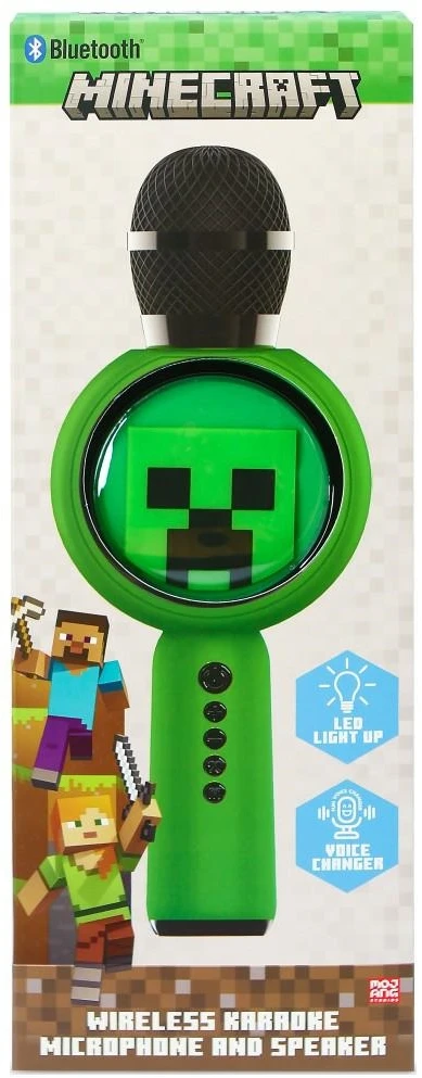 Karaoke mikrofonas LED su belaidžiu garsiakalbiu OTL Minecraft Creeper