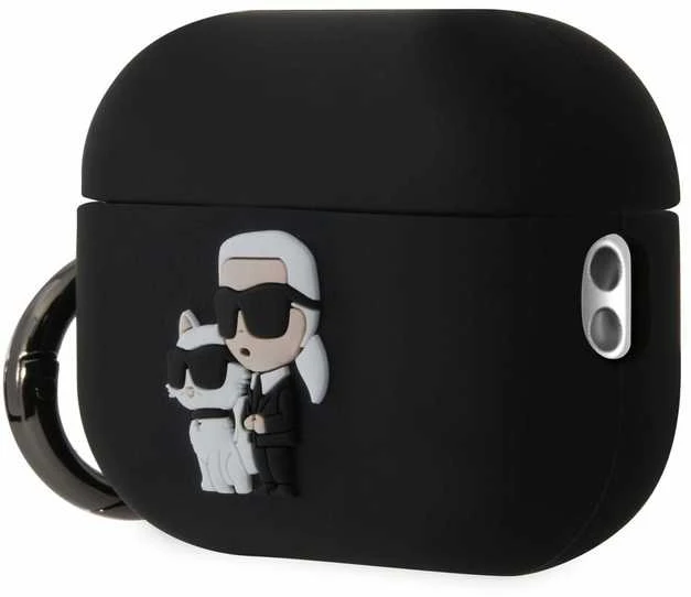 Karl Lagerfeld 3D Logo NFT Karl and Choupette silikoninis dėklas skirtas AirPods Pro 2 juodos spalvos