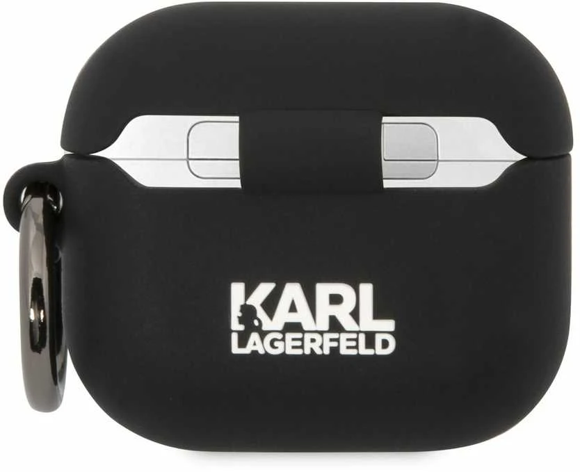 Karl Lagerfeld 3D Logo NFT Karl Head silikoninis dėklas ausinėms AirPods 3 juodos spalvos