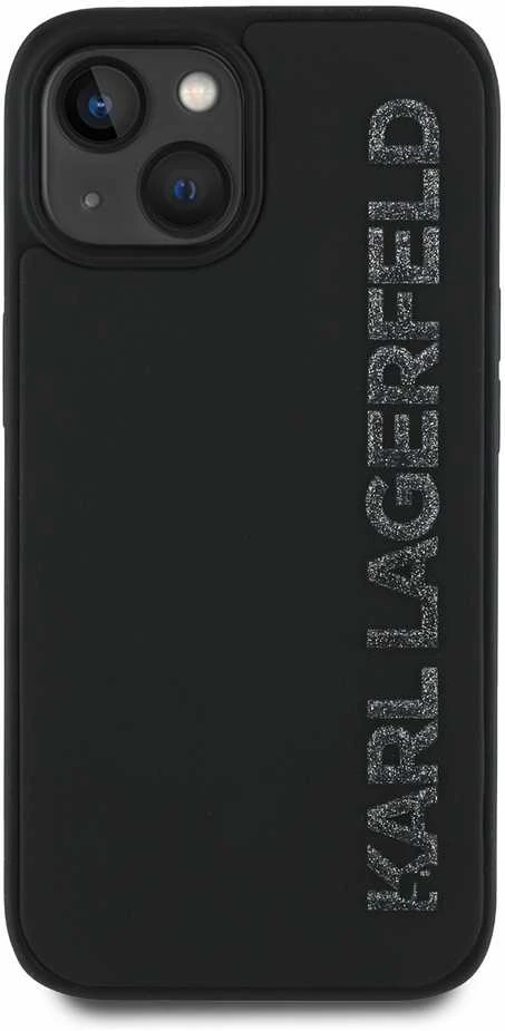 Karl Lagerfeld 3D Rubber Glitter Logo Apple iPhone 13 dėklas telefonui juodos spalvos