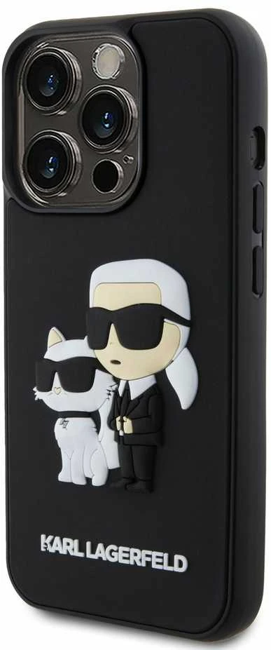 Karl Lagerfeld 3D Rubber Karl and Choupette Apple iPhone 13 Pro dėklas telefonui juodos spalvos
