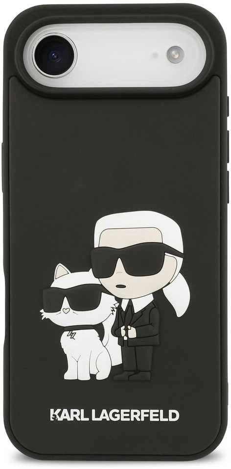 Karl Lagerfeld 3D Rubber Karl and Choupette dėklas skirtas iPhone Air juodos spalvos