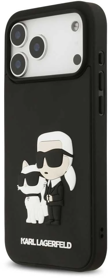 Karl Lagerfeld 3D Rubber Karl and Choupette dėklas skirtas Apple iPhone 17 Pro Max juodos spalvos