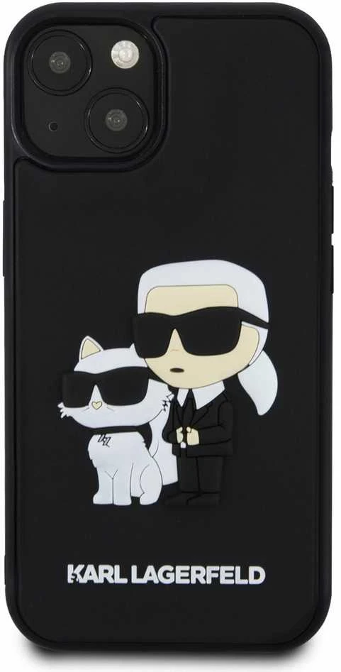 Karl Lagerfeld 3D Rubber Karl and Choupette dėklas telefonui Apple iPhone 13 juodos spalvos