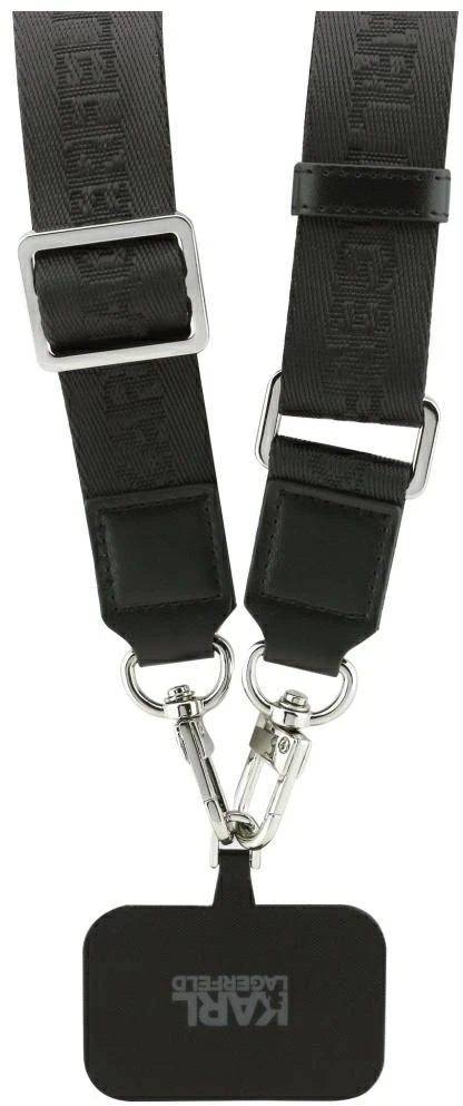 Karl Lagerfeld Big Strap Karl Metal Logo MagSafe dėklas skirtas iPhone 17 Pro juodos spalvos