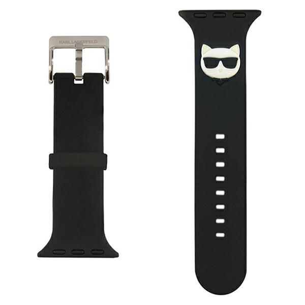 Išmaniojo laikrodžio Apple 4/5/6/7/SE Karl Lagerfel silikoninis dirželis, Juodos spalvos, 38/40/41mm