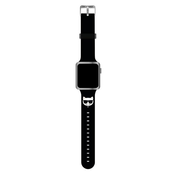 Išmaniojo laikrodžio Apple 4/5/6/7/SE Karl Lagerfel silikoninis dirželis, Juodos spalvos, 38/40/41mm