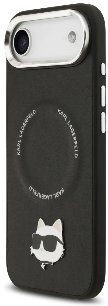 Karl Lagerfeld Choupette Pin MagSafe dėklas Apple iPhone Air juodos spalvos