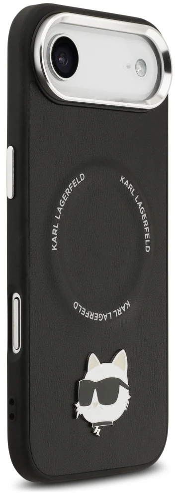 Karl Lagerfeld Choupette Pin MagSafe dėklas Apple iPhone Air juodos spalvos