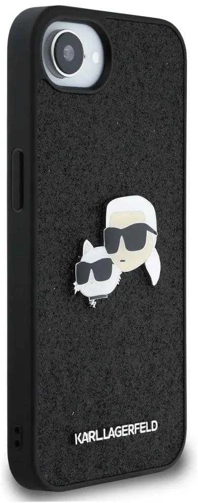 Karl Lagerfeld iPhone 16e dėklas su fiksuotais blizgučiais ir metaliniais smeigtukais – Juodas