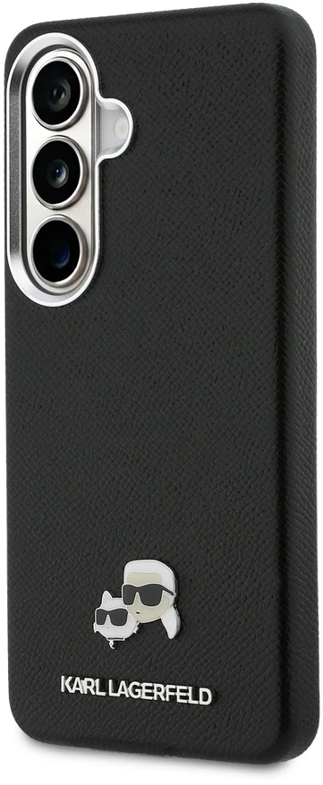 Karl Lagerfeld Grained PU Leather K&CH Heads Magnetic dėklas Samsung Galaxy S26+ juodos spalvos